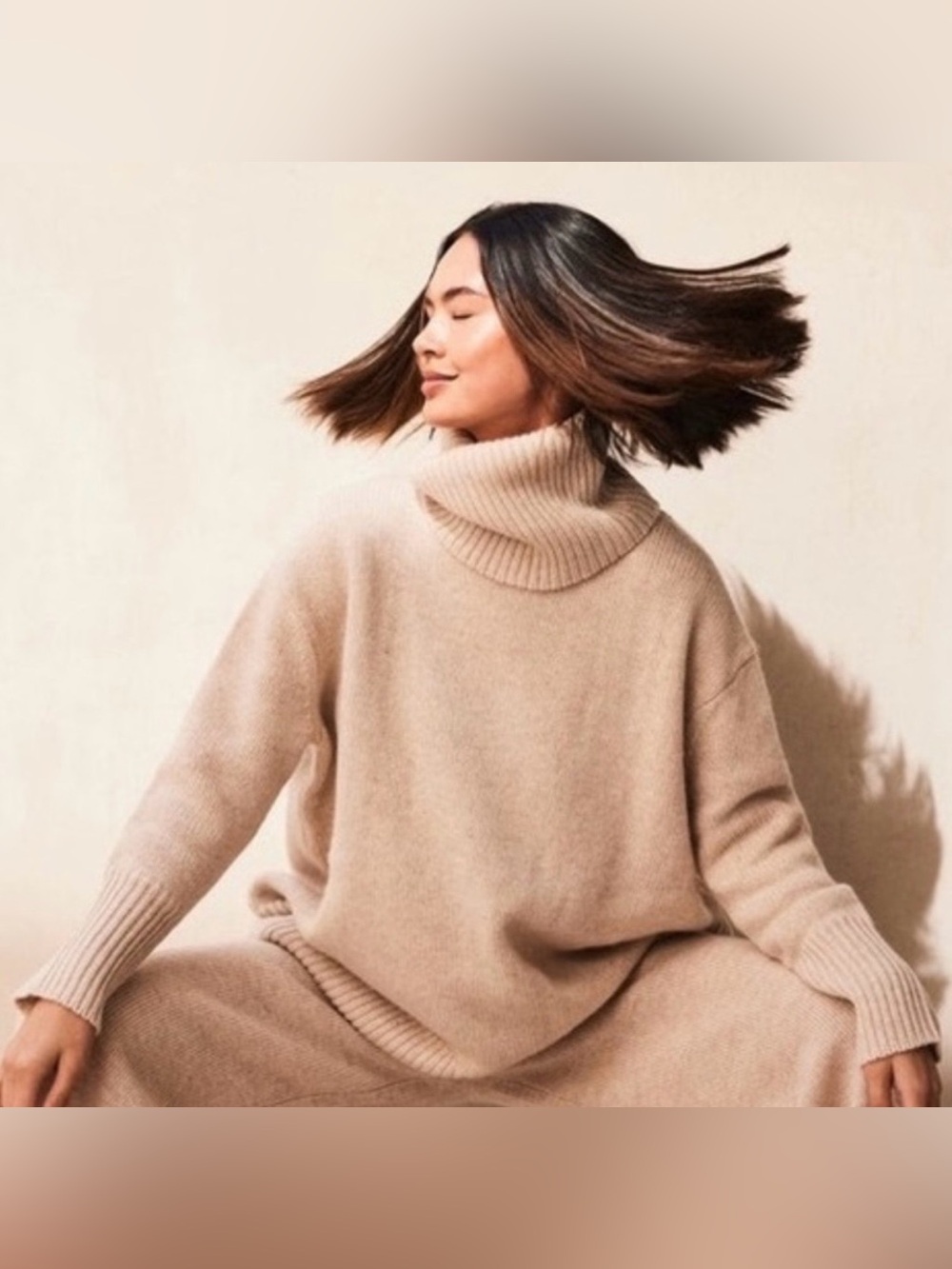 cult gaia Cream Turtleneck Oversized Knit Sweater